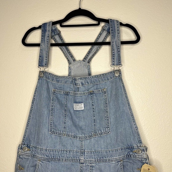 Levi's Vintage Shortalls Relaxed Fit Light Blue Denim Jean Short Overalls XL NWT - Picture 5 of 16